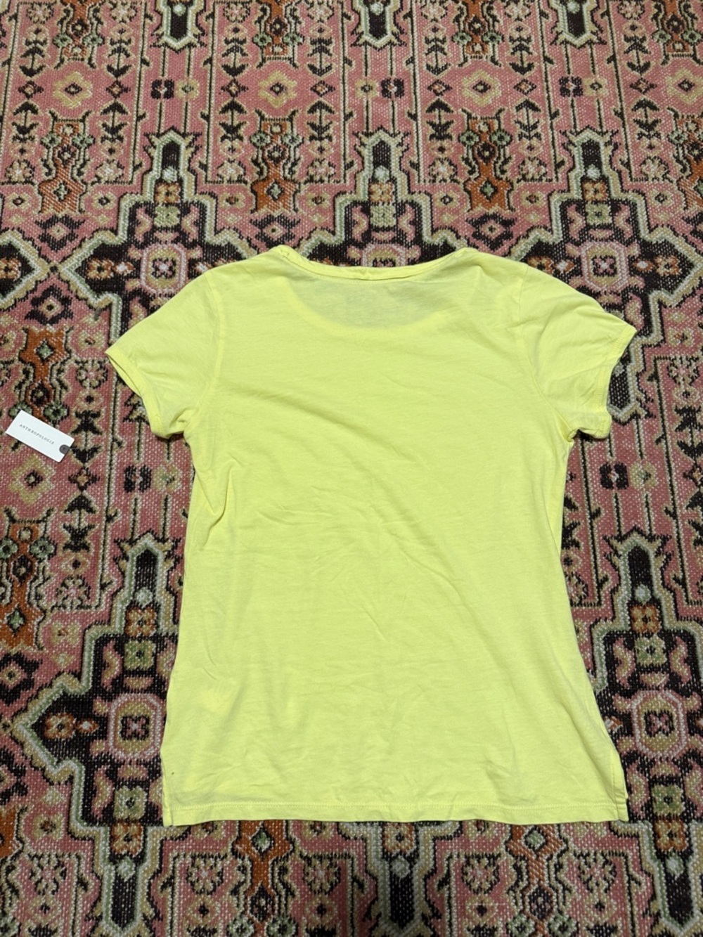 NWT Pilcro Anthropologie Classic 100% Cotton Tee in Yellow - Picture 9 of 9